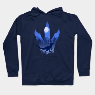 Velociraptor Moon Light Silhouette Hoodie